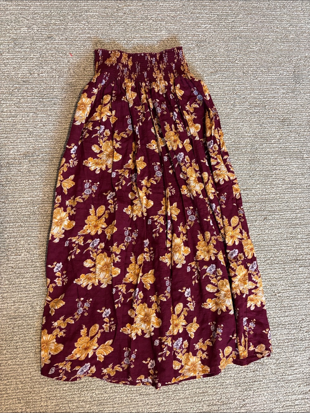 NATURAL LIFE Maroon and Yellow Floral Maxi Skirt